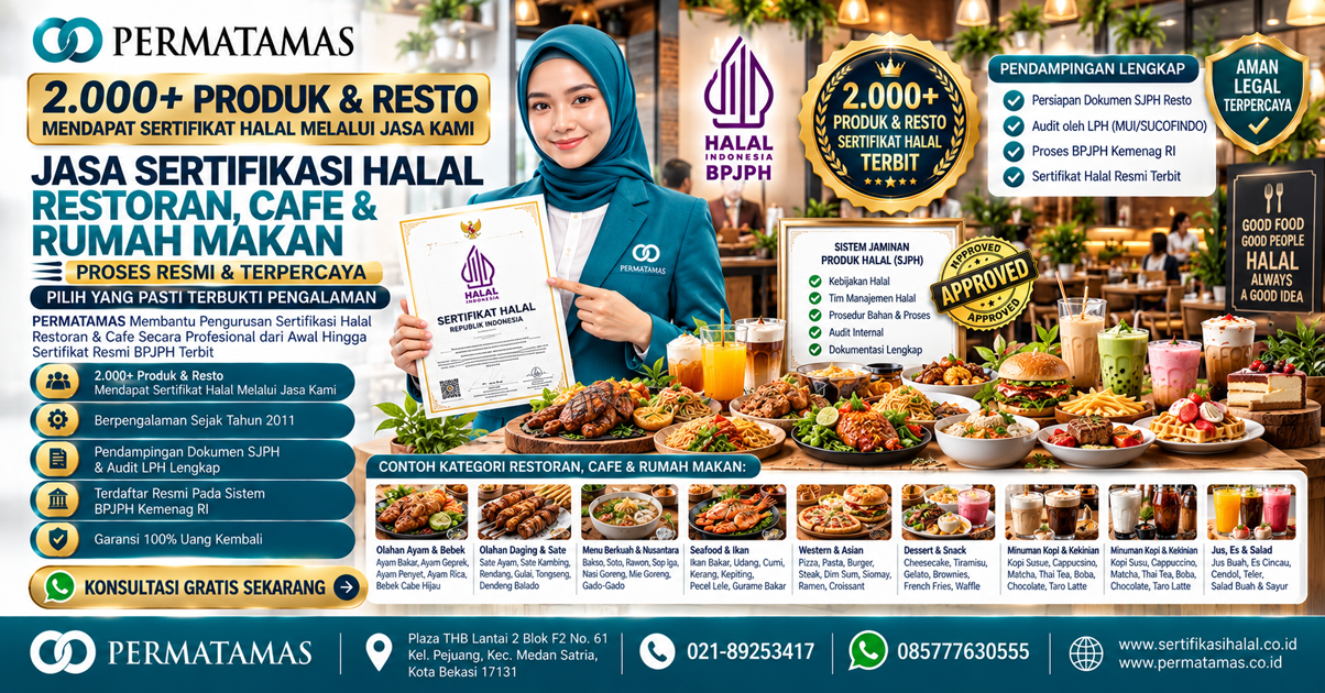 Jasa Sertifikat Halal Restoran Ayam Bakar, Ayam Goreng, Ayam Geprek, Ayam Penyet, dan Ayam Rica-Rica